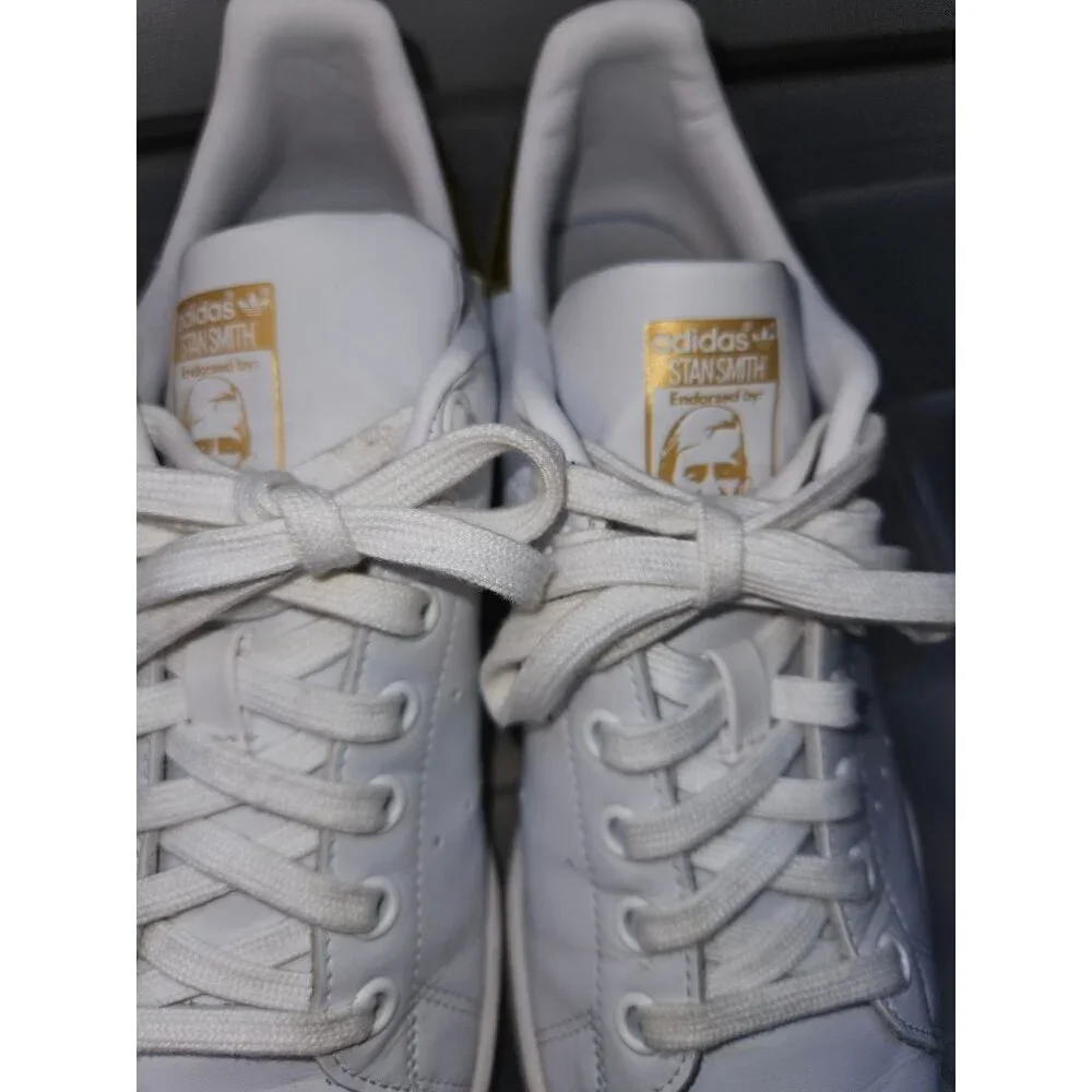 Adidas Stan Smith Primegreen White/Gold Tennis Sneakers Women Size 8.5 - Picture 7 of 11